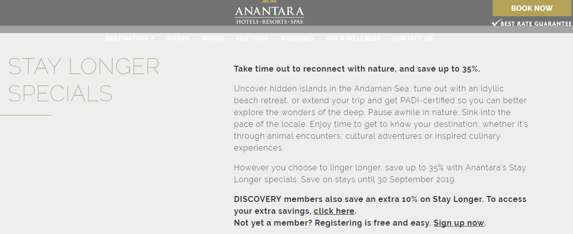 Anantara安納塔拉酒店2019年預訂促銷優惠券/折扣碼，低至65折限時優惠+早餐/Minor DISCOVERY會員可額外享受9折優惠
